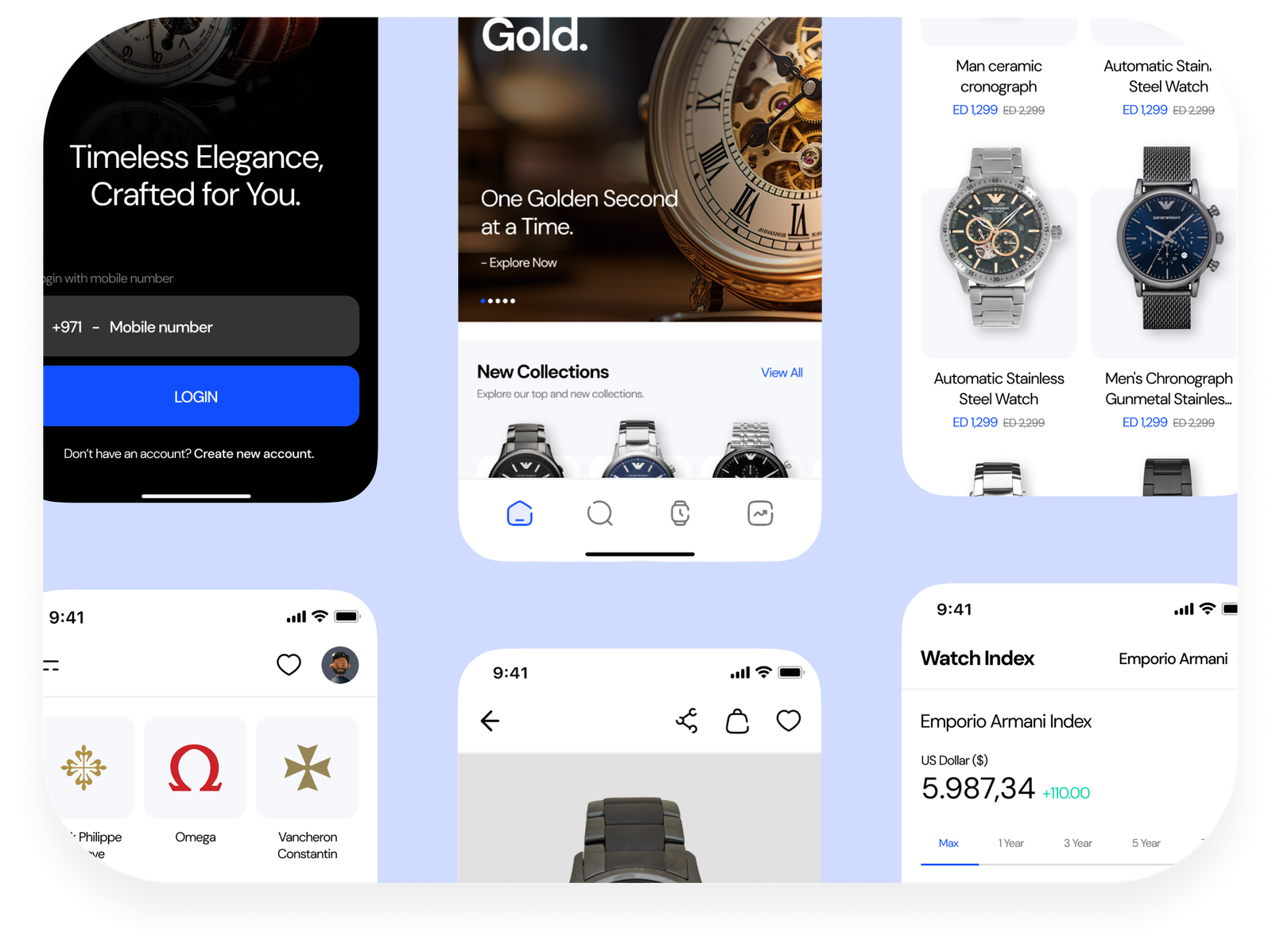 Gold Elegance Luxury Watch App Showcase